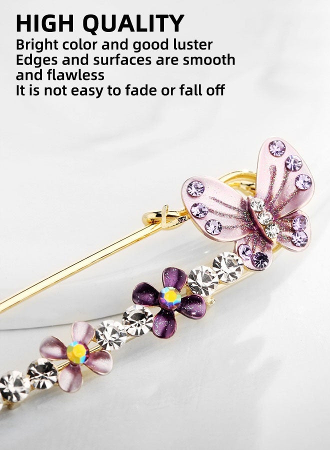 قطعتان من بروش زهرة الفراشة، دبابيس بروش مصنوعة من سبائك معدنية مقاومة للصدأ والبهتان، مشبك وشاح، مشبك وشاح كورسيج للنساء والفتيات (برتقالي + بنفسجي) - Image 3