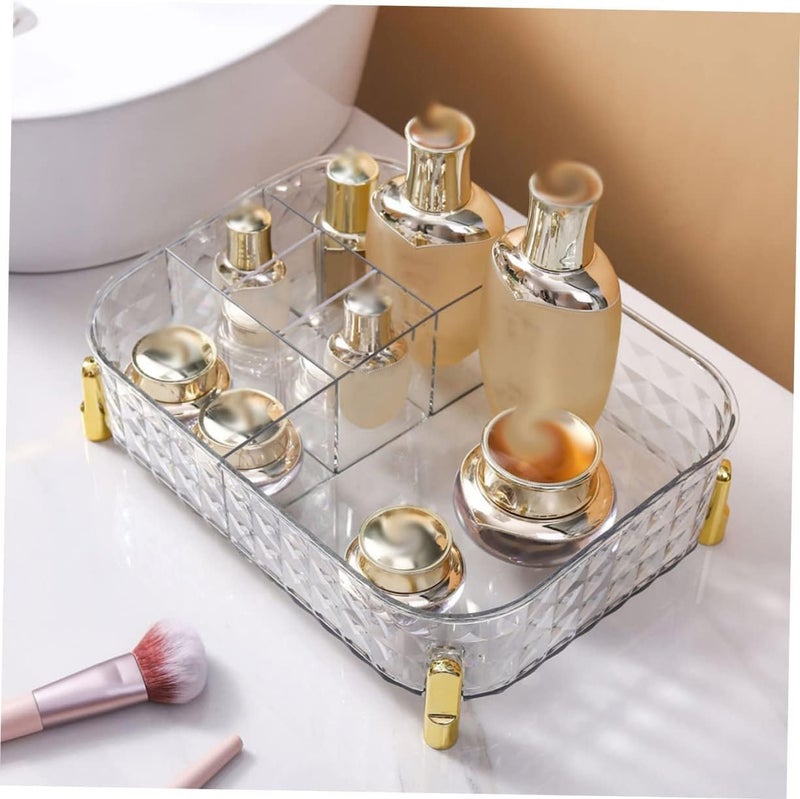 HOME CUBE Makeup Storage Organizer Bathroom Cosmetic Organizer Vanity Organizer Storage Tray for Toiletries Perfume Skincare Lipsticks Jewellery Dressing Table Countertop - Clear - Image 5