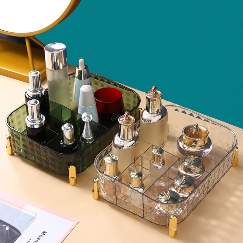 HOME CUBE Makeup Storage Organizer Bathroom Cosmetic Organizer Vanity Organizer Storage Tray for Toiletries Perfume Skincare Lipsticks Jewellery Dressing Table Countertop - Clear - Image 2