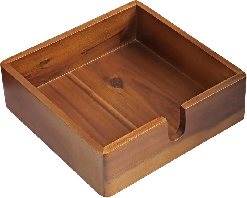 DEMIGO Acacia Lunch Napkin Holder 78 x 78 inches for Dining Table and Kitchen  Napkin Dispenser Made from Brown Acacia Wood  Premium Quality Feel for Dessert Beverage Party Dinner Luncheon Bar Table - Image 1