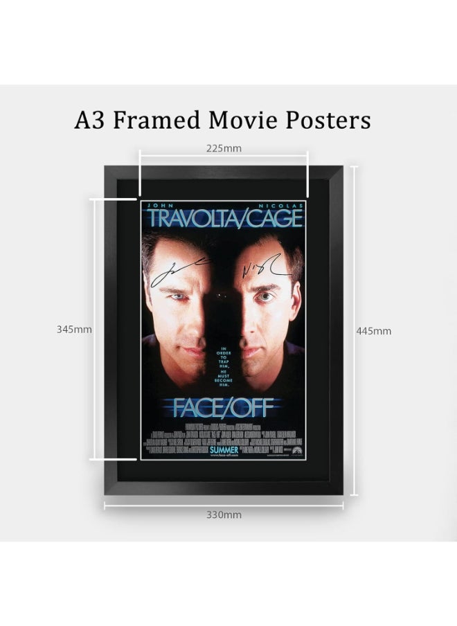 HWC Trading HWC Trading Face Off Movie Poster Nicholas Cage John Travolta Signed 16 x 12 inch Framed Gift Printed Autograph Film Print Photo Picture Display - 16" x 12" Framed  - Image 2