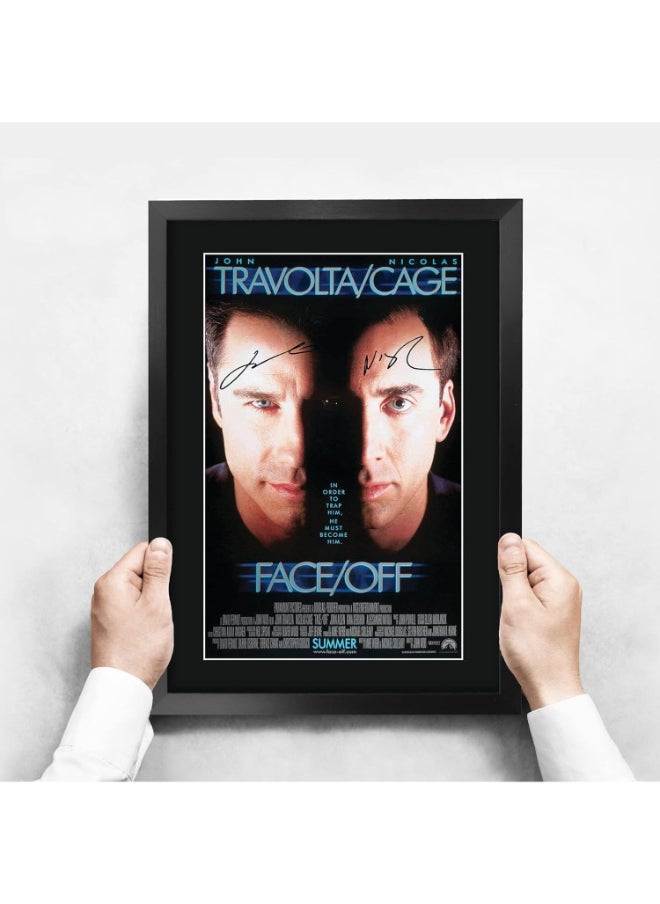 HWC Trading HWC Trading Face Off Movie Poster Nicholas Cage John Travolta Signed 16 x 12 inch Framed Gift Printed Autograph Film Print Photo Picture Display - 16" x 12" Framed  - Image 3