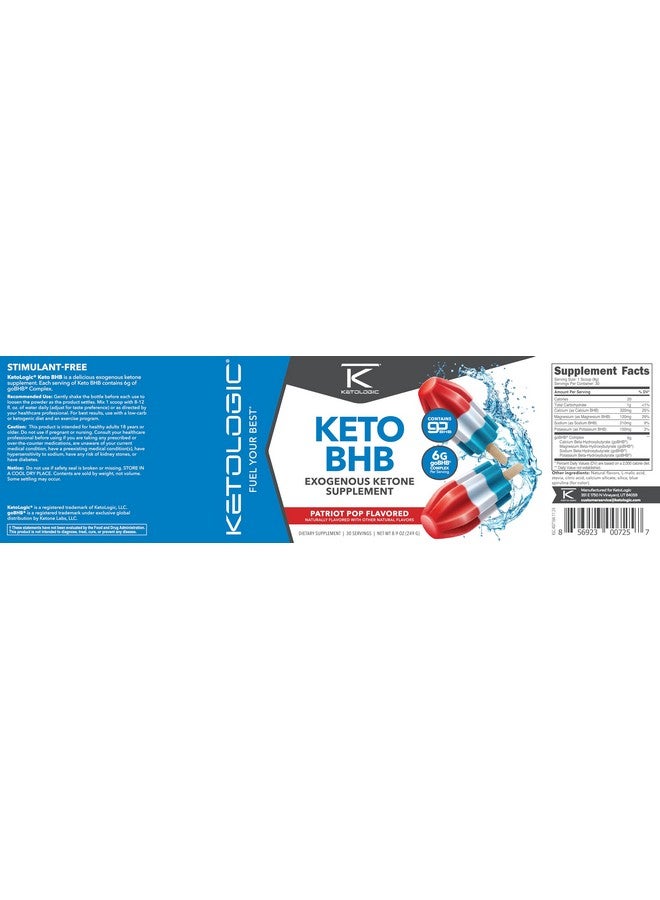 Ketologic Keto BHB (Patriot Pop Flavor) 30 Servings - Exogenous Ketone Supplement with goBHB, Beta-Hydroxybutyrate Salts - Image 5