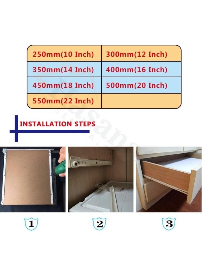 HASANAT ESSENTIALS سكك خزائن حسنات الأساسية مع عجلات - انزلاقات أدراج للطاولات وخزائن الملابس ووحدات التخزين (بيضاء) (20 بوصة) - Image 2