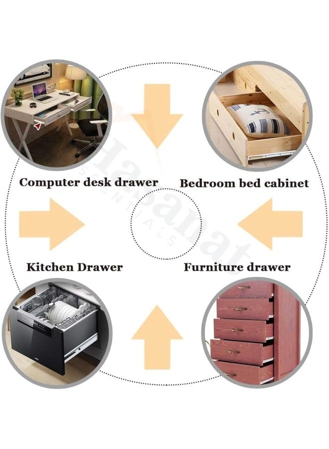 HASANAT ESSENTIALS سكك خزائن حسنات الأساسية مع عجلات - انزلاقات أدراج للطاولات وخزائن الملابس ووحدات التخزين (بيضاء) (20 بوصة) - Image 5