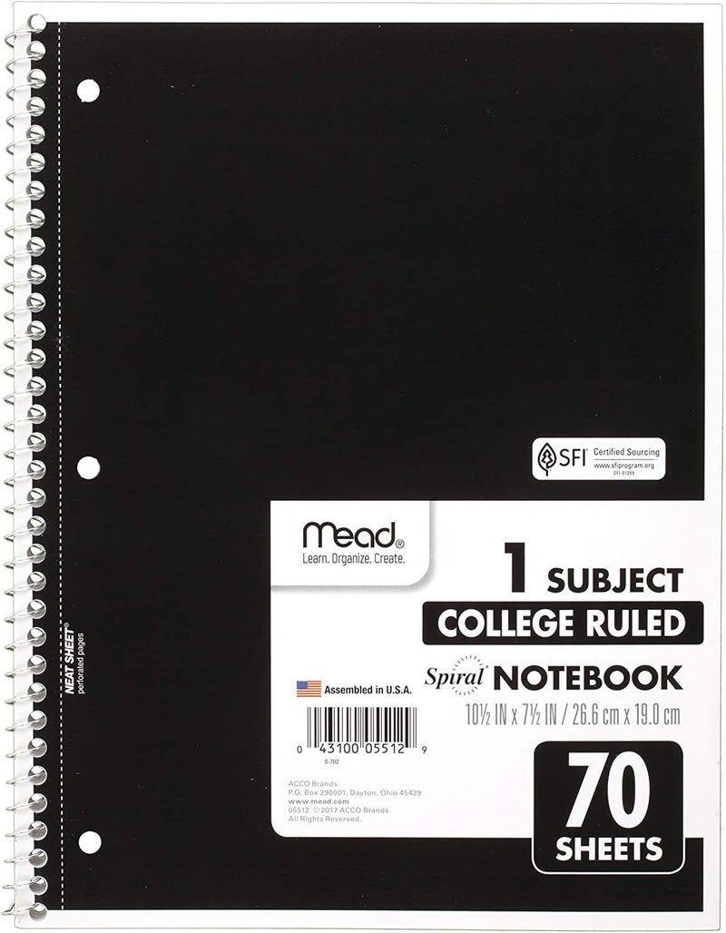 Mead Spiral Notebooks, 1 Subject, College Ruled, 70 Sheets, 24 Pack (73705) - Image 4