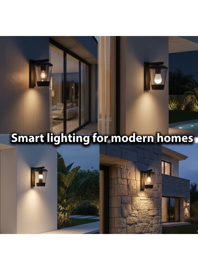 ALFRIDAY Modern Outdoor Wall Lantern — E27 Socket, Clear Glass, IP44 - Image 4