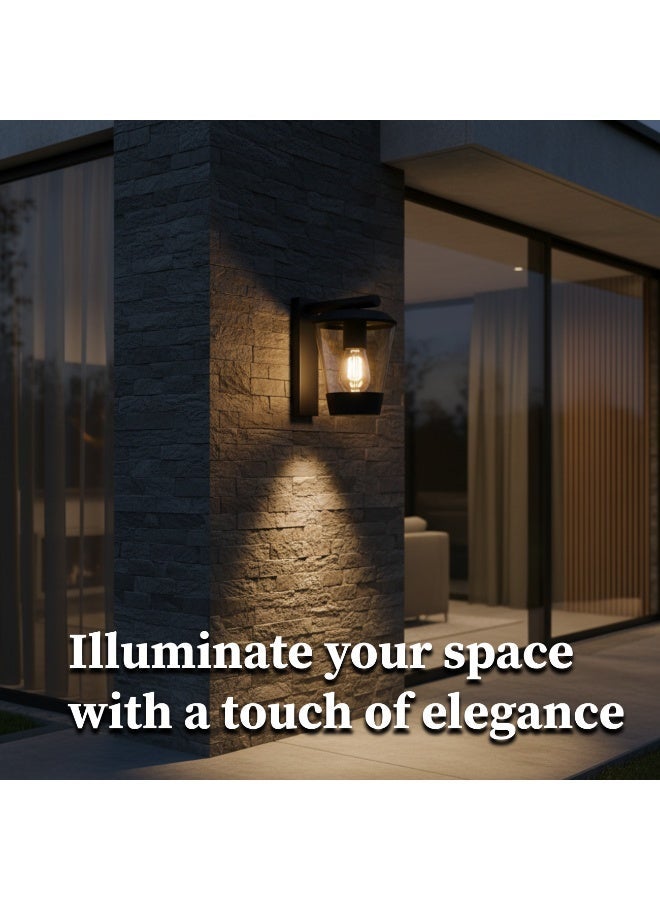 ALFRIDAY Modern Outdoor Wall Lantern — E27 Socket, Clear Glass, IP44 - Image 5