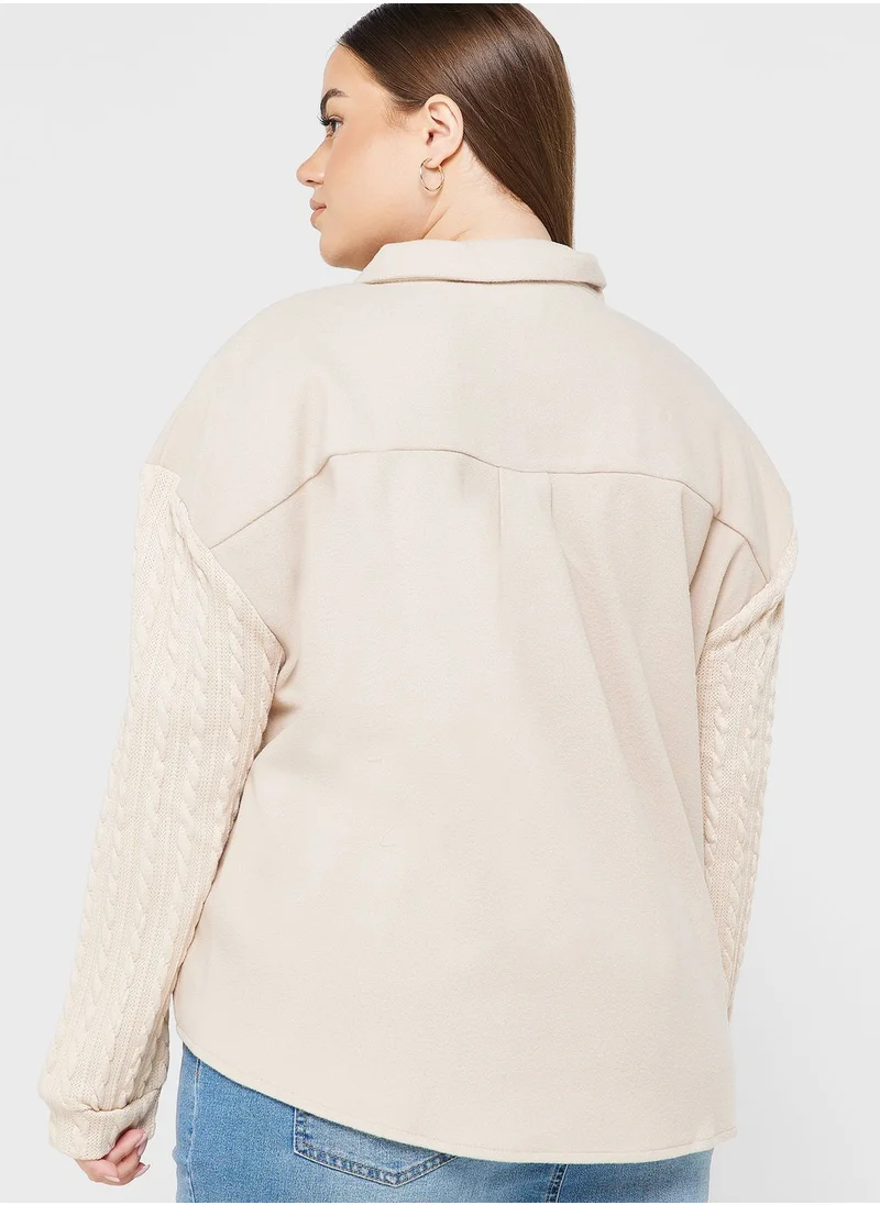 Ella Plus Knit Textured Pocket Detail Jacket