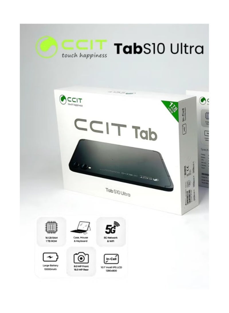 CCIT ⚡ CCIT Tab S10 Ultra 10.1-Inch Android Tablet | 16GB RAM + 1TB ROM | Full HD Display | 10000mAh Battery | Dual SIM 4G | With Stylus, Keyboard & Mouse – Silver | Ultimate Power On The Go - Image 3