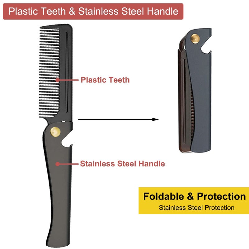 Avenoir Stainless Steel Folding Comb, Pocket Comb for Men and Women, Black - Image 3