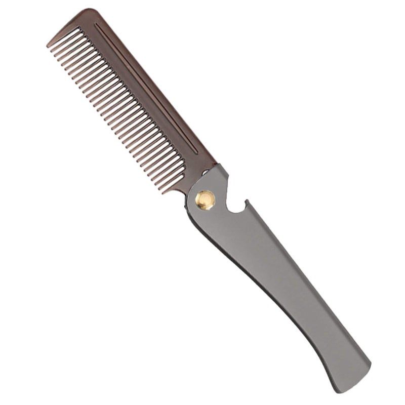 Avenoir Stainless Steel Folding Comb, Pocket Comb for Men and Women, Black - Image 1