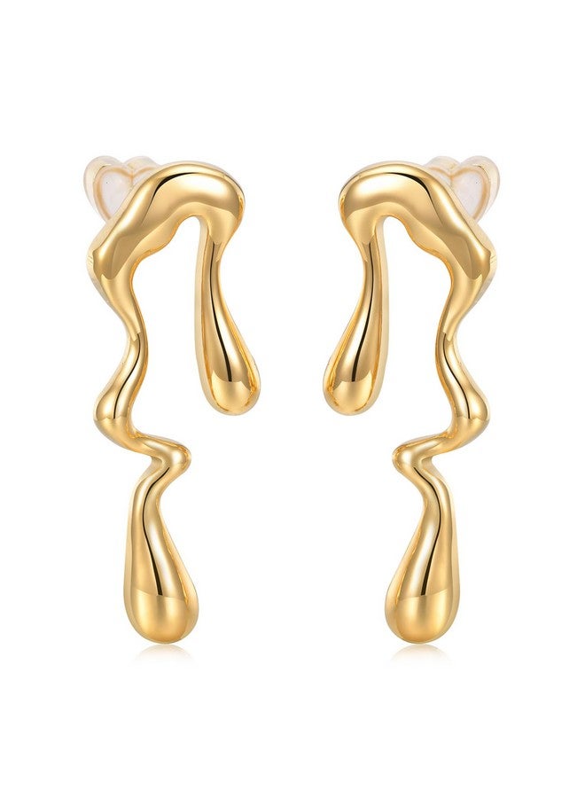 MPRAINBOW أقراط ذهبية للنساء - أقراط كبيرة مطلية بالذهب عيار 14 قيراط، أقراط أذن من الفولاذ المقاوم للصدأ مضادة للحساسية للأذان الحساسة، مجوهرات عصرية، هدايا عيد الميلاد أو عيد الميلاد لها - Image 1