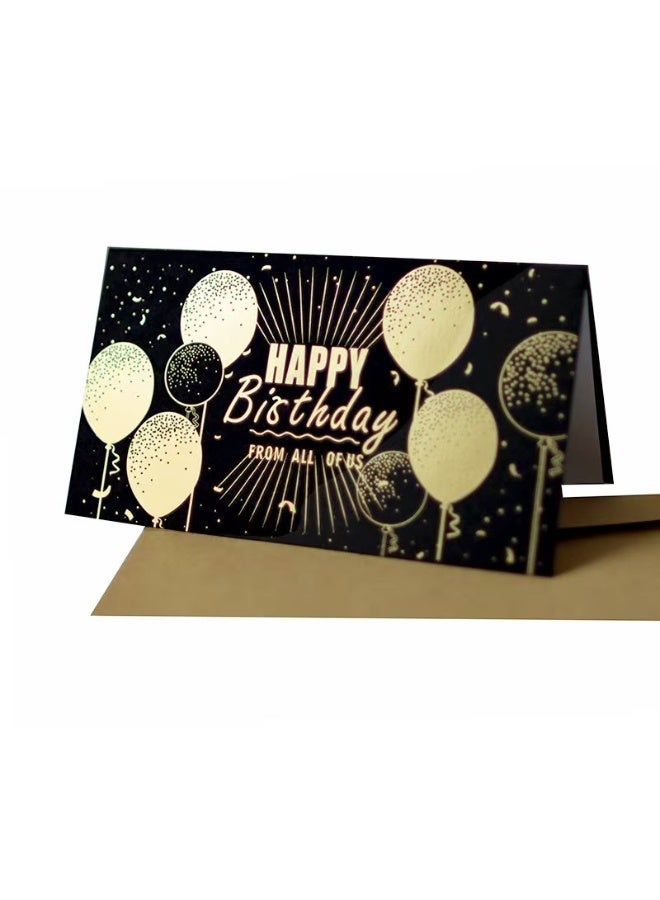Birthday card, black and gold gift card, unique design, greeting message, blessing card, blank notepad card, with envelope (15.5 x 8.5 cm / 6.1 x 3.35 inches) - Image 1