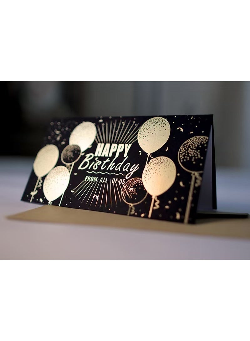 Birthday card, black and gold gift card, unique design, greeting message, blessing card, blank notepad card, with envelope (15.5 x 8.5 cm / 6.1 x 3.35 inches) - Image 2