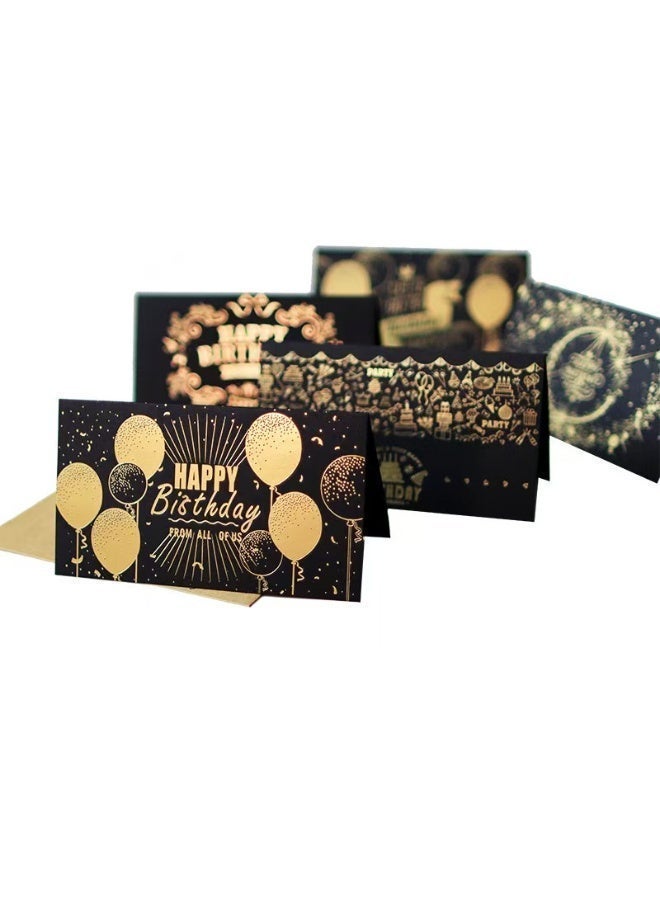 Birthday card, black and gold gift card, unique design, greeting message, blessing card, blank notepad card, with envelope (15.5 x 8.5 cm / 6.1 x 3.35 inches) - Image 3