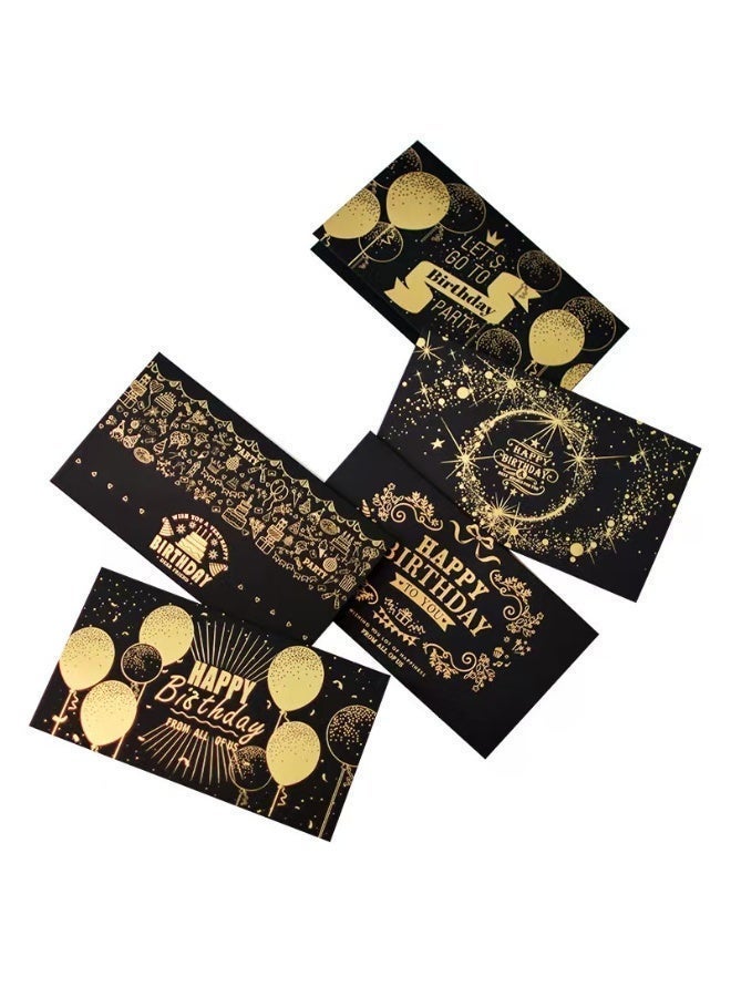 Birthday card, black and gold gift card, unique design, greeting message, blessing card, blank notepad card, with envelope (15.5 x 8.5 cm / 6.1 x 3.35 inches) - Image 4