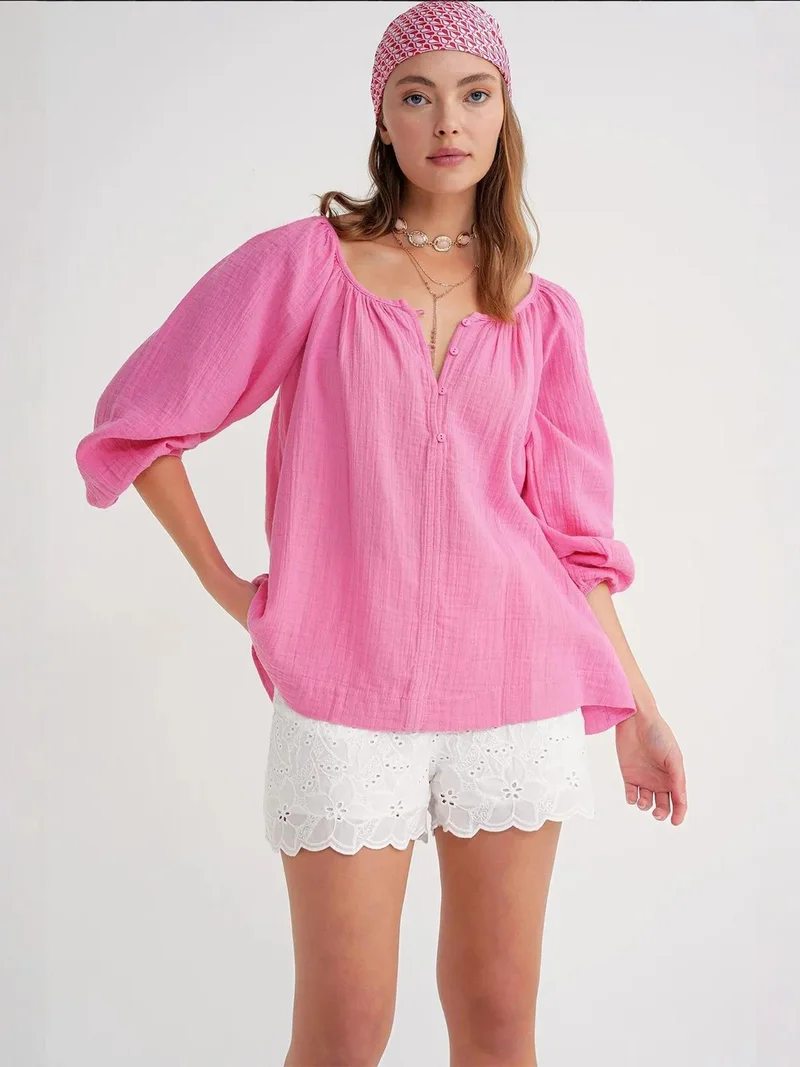MixRay Mixray Buttoned Muslin Blouse