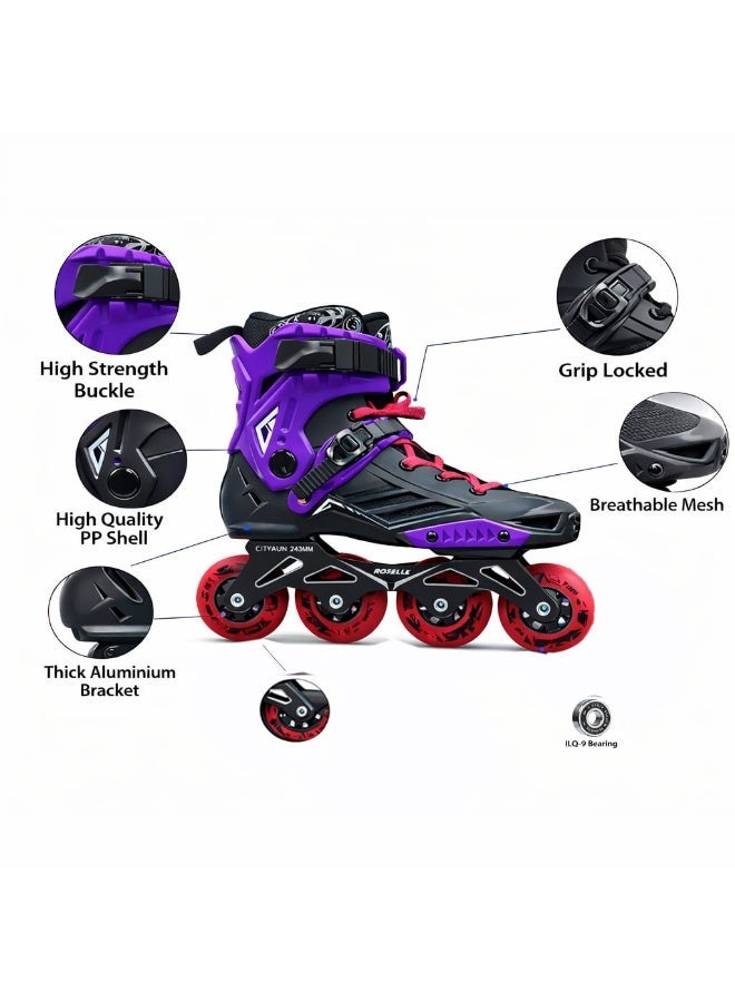 ROSELLE Professional Inline Skates with Aluminum Alloy Frame, ILQ-9 Bearings, 80mm 85A Wheels, Adjustable Buckle & Power Strap – Unisex Adult Fitness Roller Skates - Image 3