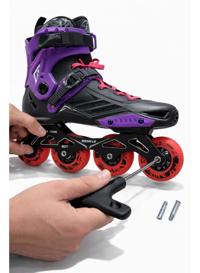 ROSELLE Professional Inline Skates with Aluminum Alloy Frame, ILQ-9 Bearings, 80mm 85A Wheels, Adjustable Buckle & Power Strap – Unisex Adult Fitness Roller Skates - Image 2