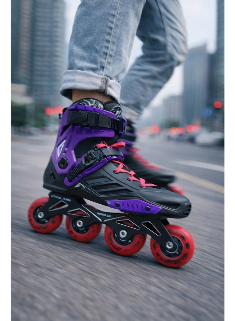 ROSELLE Professional Inline Skates with Aluminum Alloy Frame, ILQ-9 Bearings, 80mm 85A Wheels, Adjustable Buckle & Power Strap – Unisex Adult Fitness Roller Skates - Image 4
