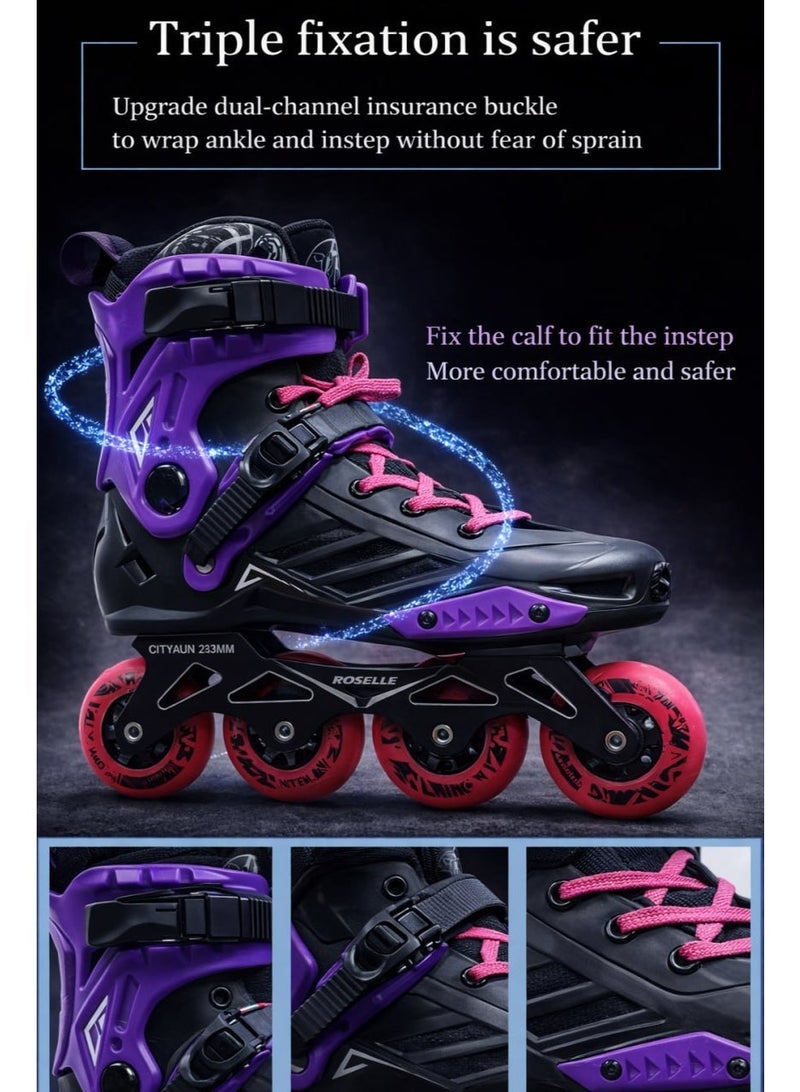ROSELLE Professional Inline Skates with Aluminum Alloy Frame, ILQ-9 Bearings, 80mm 85A Wheels, Adjustable Buckle & Power Strap – Unisex Adult Fitness Roller Skates - Image 5