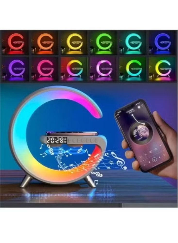 Dreamzon Wireless Charger with Bluetooth Speaker Alarm Clock LED Night Light Call Answering and 15W Fast Charging App Control Dynamic Breathing Light White - Image 3