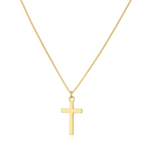 Rotnso Cross Necklace for Women 14K Gold Plated Dainty Small Cross Pendant Choker Simple Trendy Cute Cross Charm Box Chain Necklace Easter Basket Stuffers Baptism Religious Faith Jewelry Gift - Image 1
