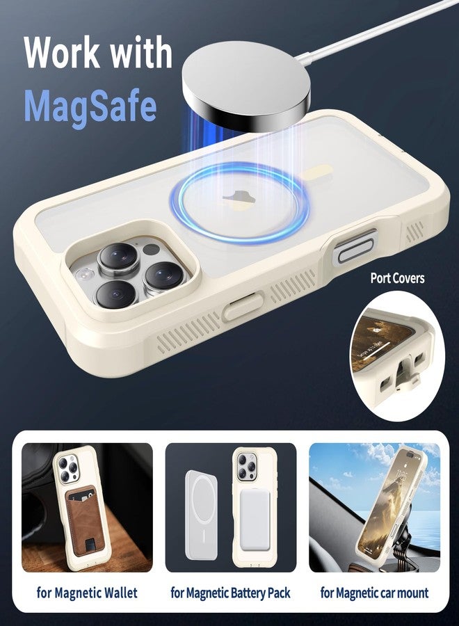 jaroco for iPhone 16 Pro Max case, [Compatible with MagSafe][Military Grade Drop Protection][Heavy Duty Protection][Non-Slip][Shockproof] 2-Layer Durable Bumper Phone Case 6.9''-Antique White - Image 4
