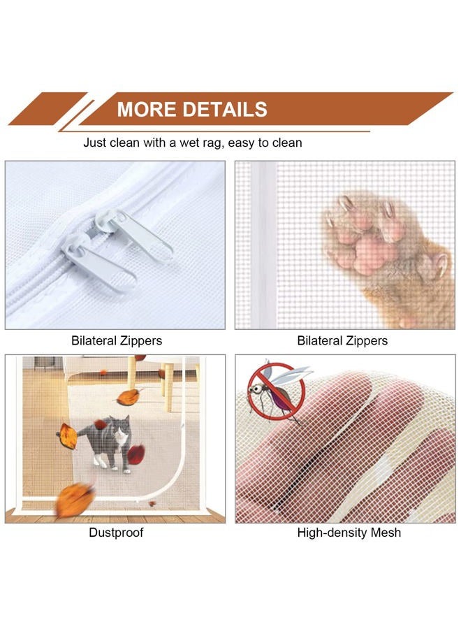 Dixutzi Upgraded Pet Screen Door Thickened Cat Resistant Mesh Screen Door for Living Room, Bedroom, Patio, Dog Cat Scratch Proof Screen with Zipper Closure (Fits Door Size up to 32''x 80'', White) - Image 5
