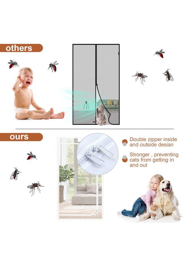 Dixutzi Upgraded Pet Screen Door Thickened Cat Resistant Mesh Screen Door for Living Room, Bedroom, Patio, Dog Cat Scratch Proof Screen with Zipper Closure (Fits Door Size up to 32''x 80'', White) - Image 3