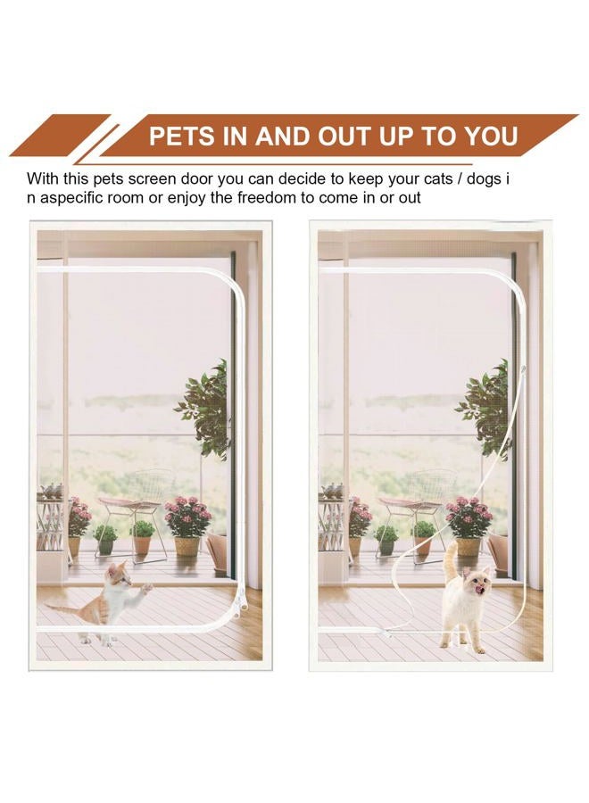 Dixutzi Upgraded Pet Screen Door Thickened Cat Resistant Mesh Screen Door for Living Room, Bedroom, Patio, Dog Cat Scratch Proof Screen with Zipper Closure (Fits Door Size up to 32''x 80'', White) - Image 4