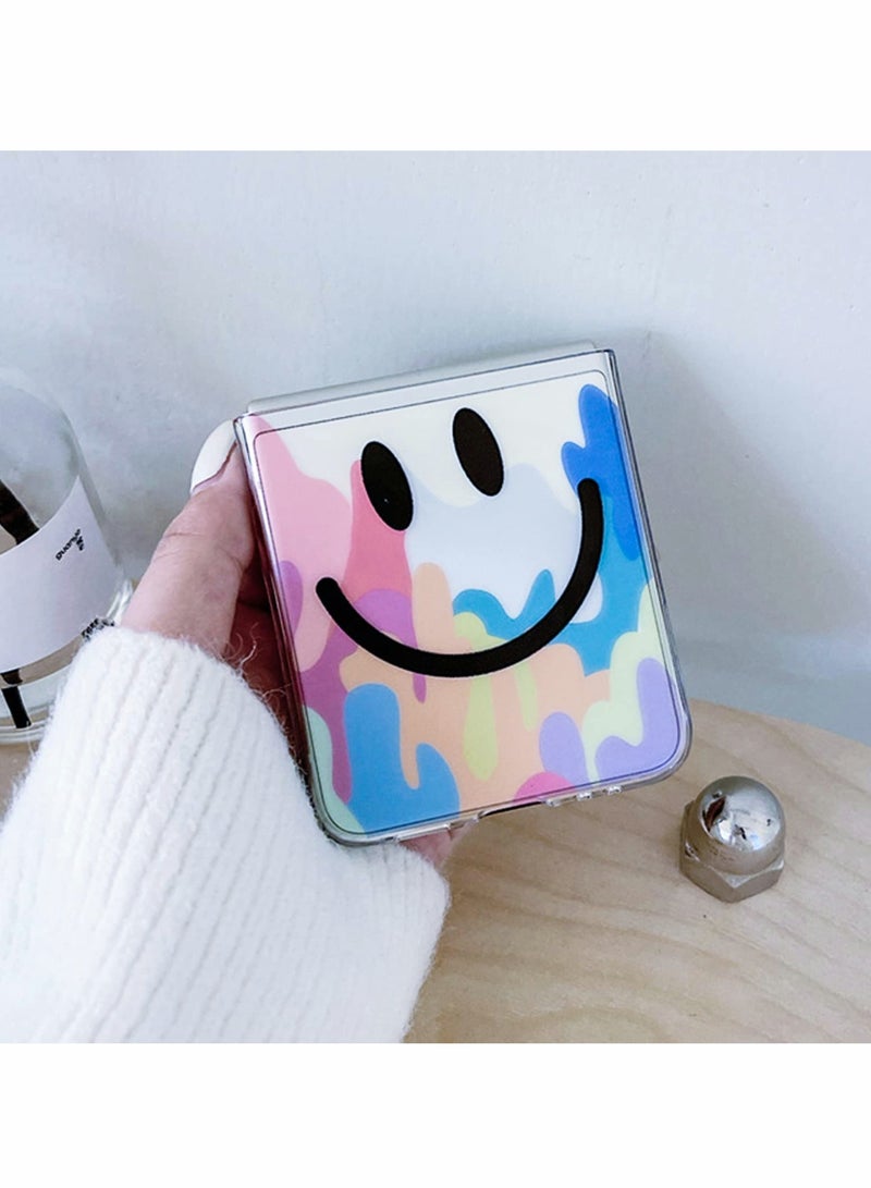 Excefore Samsung Galaxy Z Flip 3, Cute Smile Clear Phone Case with Strap Wrist, Slim Stylish Protective Bumper Case, Hard Anti-Scratch Phone Fashion Cover Women Girls - Image 4