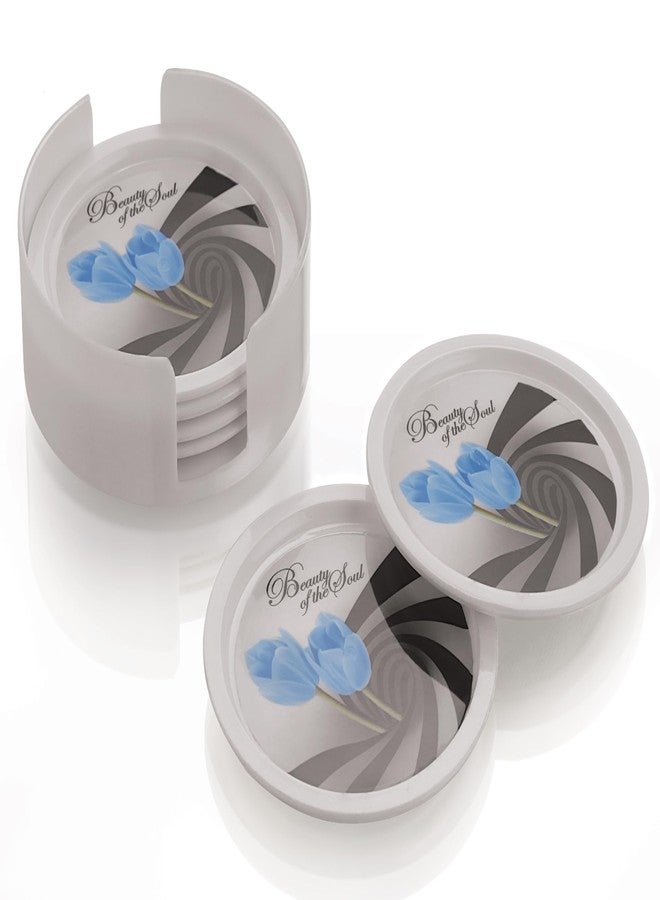 aaKaR - Printed Tea Break Coaster - Round Coaster with Stand - Set of 6 - Image 2