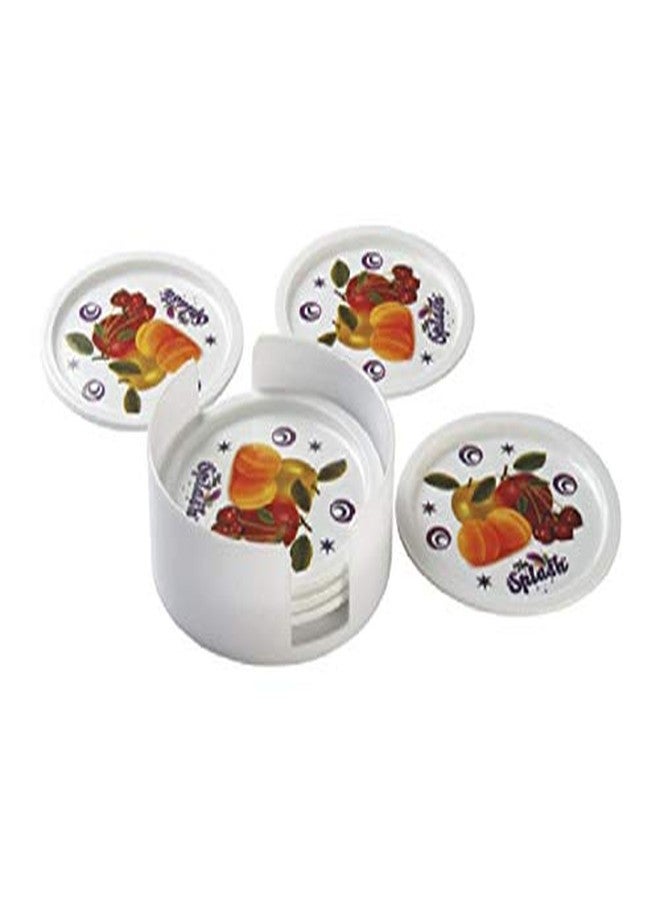 aaKaR - Printed Tea Break Coaster - Round Coaster with Stand - Set of 6 - Image 1