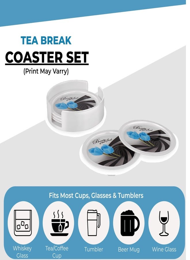 aaKaR - Printed Tea Break Coaster - Round Coaster with Stand - Set of 6 - Image 4