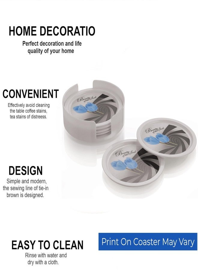 aaKaR - Printed Tea Break Coaster - Round Coaster with Stand - Set of 6 - Image 5