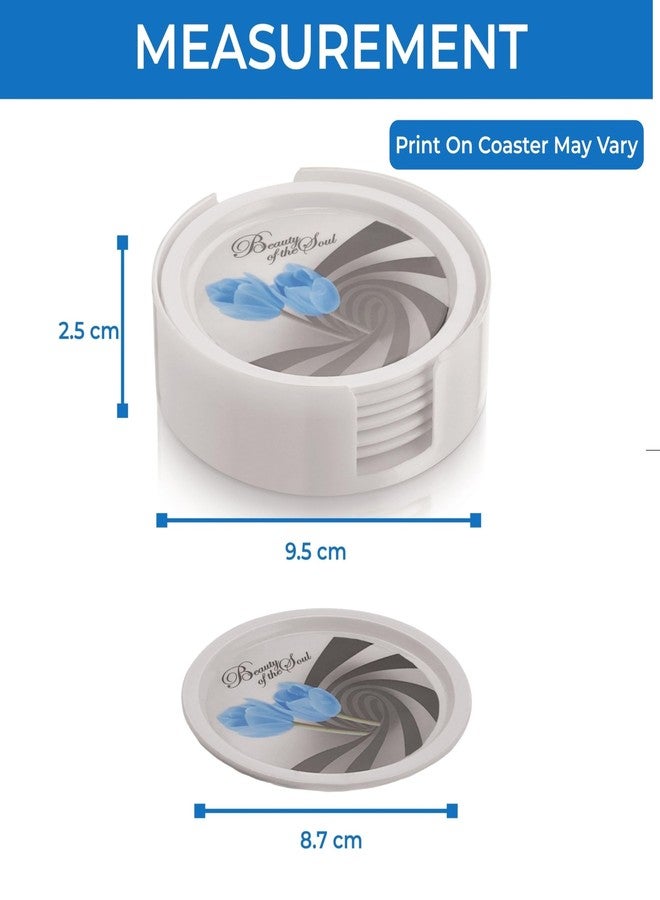 aaKaR - Printed Tea Break Coaster - Round Coaster with Stand - Set of 6 - Image 3