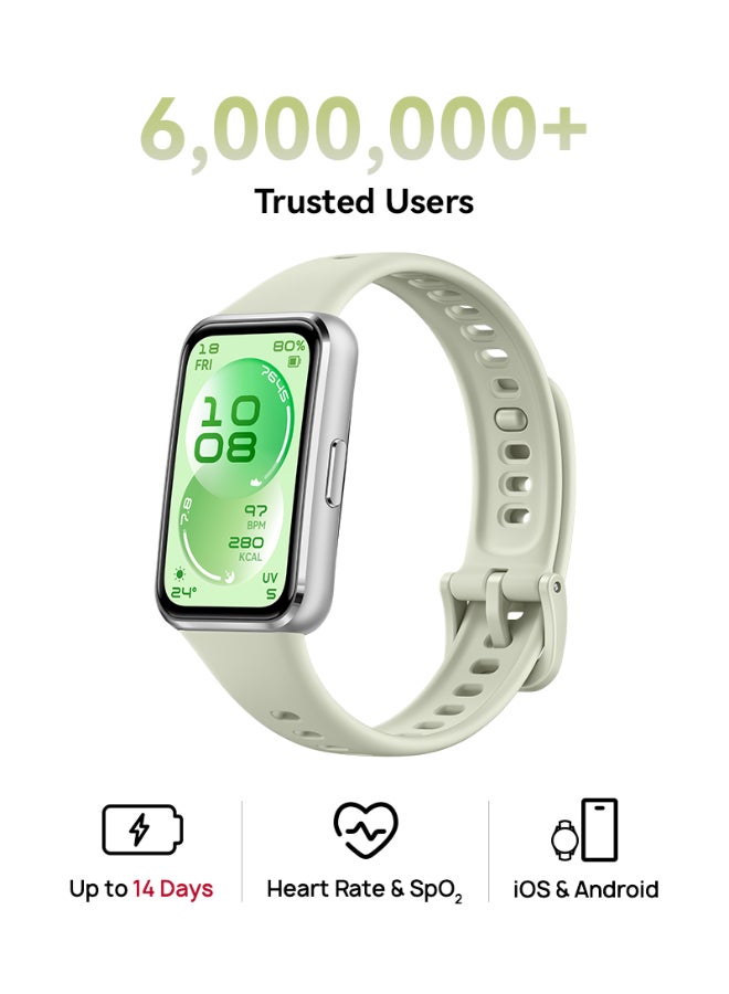 HUAWEI Band 11 Health and Fitness Tracker, Smart Watch, 24/7 Health Intelligence, HRV, Sleep Tracking, Stress Monitor, Emotional Wellbeing, Ultra-Slim, iOS & Android, Up to 14 Days Battery Life Green - Image 1
