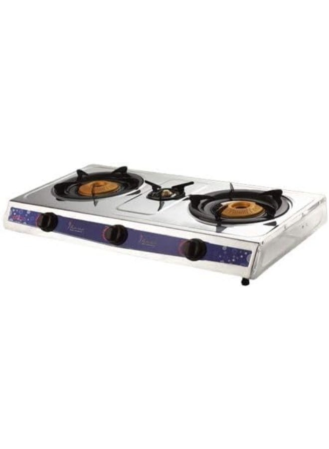 iHome 125OG Stainless Steel table-Top Gas Hob, 3 Gas Burners, 71 x 37 x 9 cm - Assorted Color - Image 3