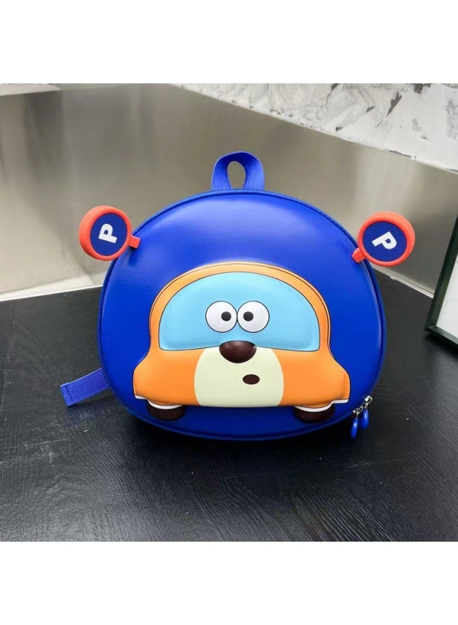 Flower Kindergarten Schoolbag Large Capacity Spine Protection Burden Reduction Children Backpack Girl Anti-lost Children Backpack-Color:Car Blue - Image 1
