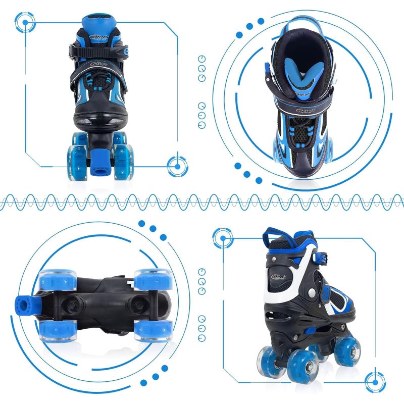 Nattork Kids Roller Skates for Boys - Blue for Big Kids Age 7 8 9 10 - Adjustable All Light up Wheels Indoor Outdoor Sports Birthday Gift for Son and Grandson - Image 3