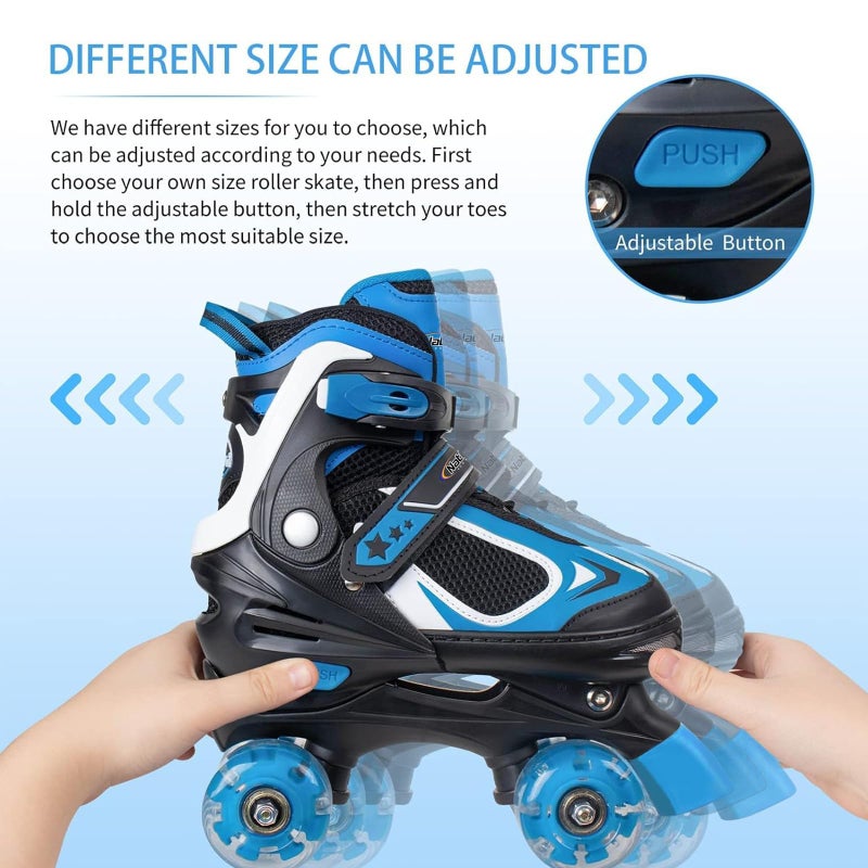 Nattork Kids Roller Skates for Boys - Blue for Big Kids Age 7 8 9 10 - Adjustable All Light up Wheels Indoor Outdoor Sports Birthday Gift for Son and Grandson - Image 4