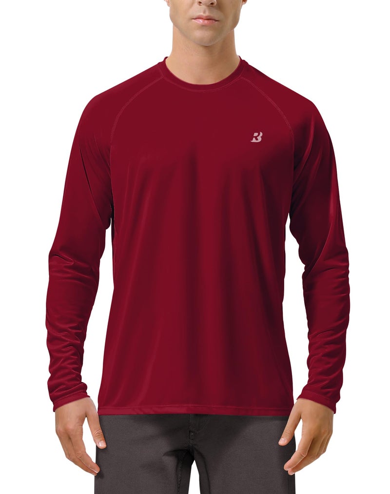 Roadbox Mens UPF 50+ UV Sun Protection Shirts Outdoor Long Sleeve SPF Diving Rash Guard for Fishing Hiking Swimming Beet Red - Image 1
