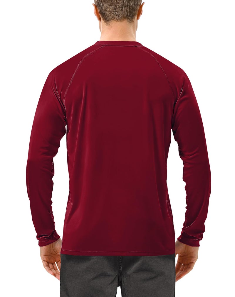 Roadbox Mens UPF 50+ UV Sun Protection Shirts Outdoor Long Sleeve SPF Diving Rash Guard for Fishing Hiking Swimming Beet Red - Image 2