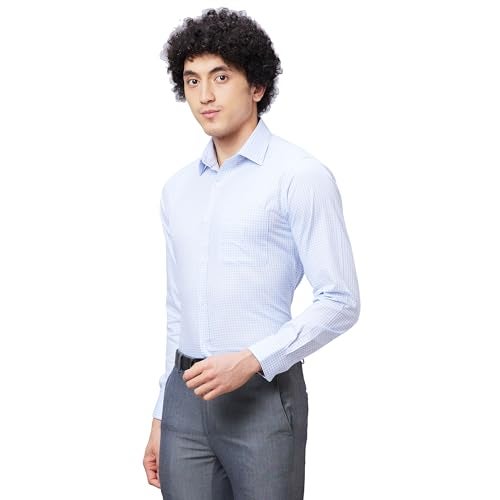 Raymond Men's Slim Fit Structured Formal Shirt - Pure Cotton, Full Sleeve, Semi Cutaway Collar | Medium Blue - Image 3
