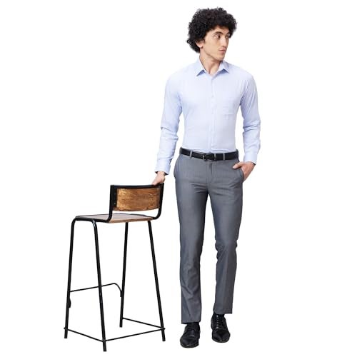 Raymond Men's Slim Fit Structured Formal Shirt - Pure Cotton, Full Sleeve, Semi Cutaway Collar | Medium Blue - Image 5