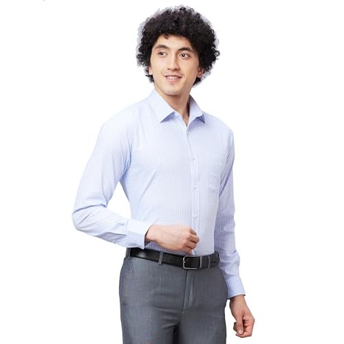 Raymond Men's Slim Fit Structured Formal Shirt - Pure Cotton, Full Sleeve, Semi Cutaway Collar | Medium Blue - Image 2