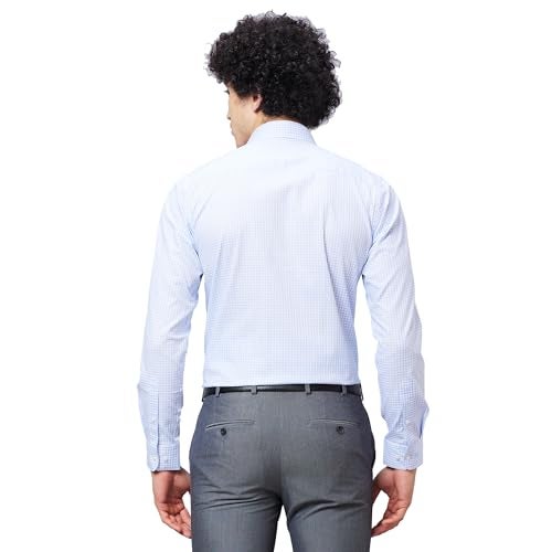 Raymond Men's Slim Fit Structured Formal Shirt - Pure Cotton, Full Sleeve, Semi Cutaway Collar | Medium Blue - Image 4
