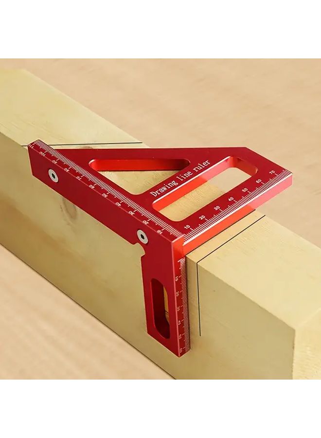 1pc Multi Angle Aluminum Ruler Red Precision Measurement Tool for Woodworking - Image 2